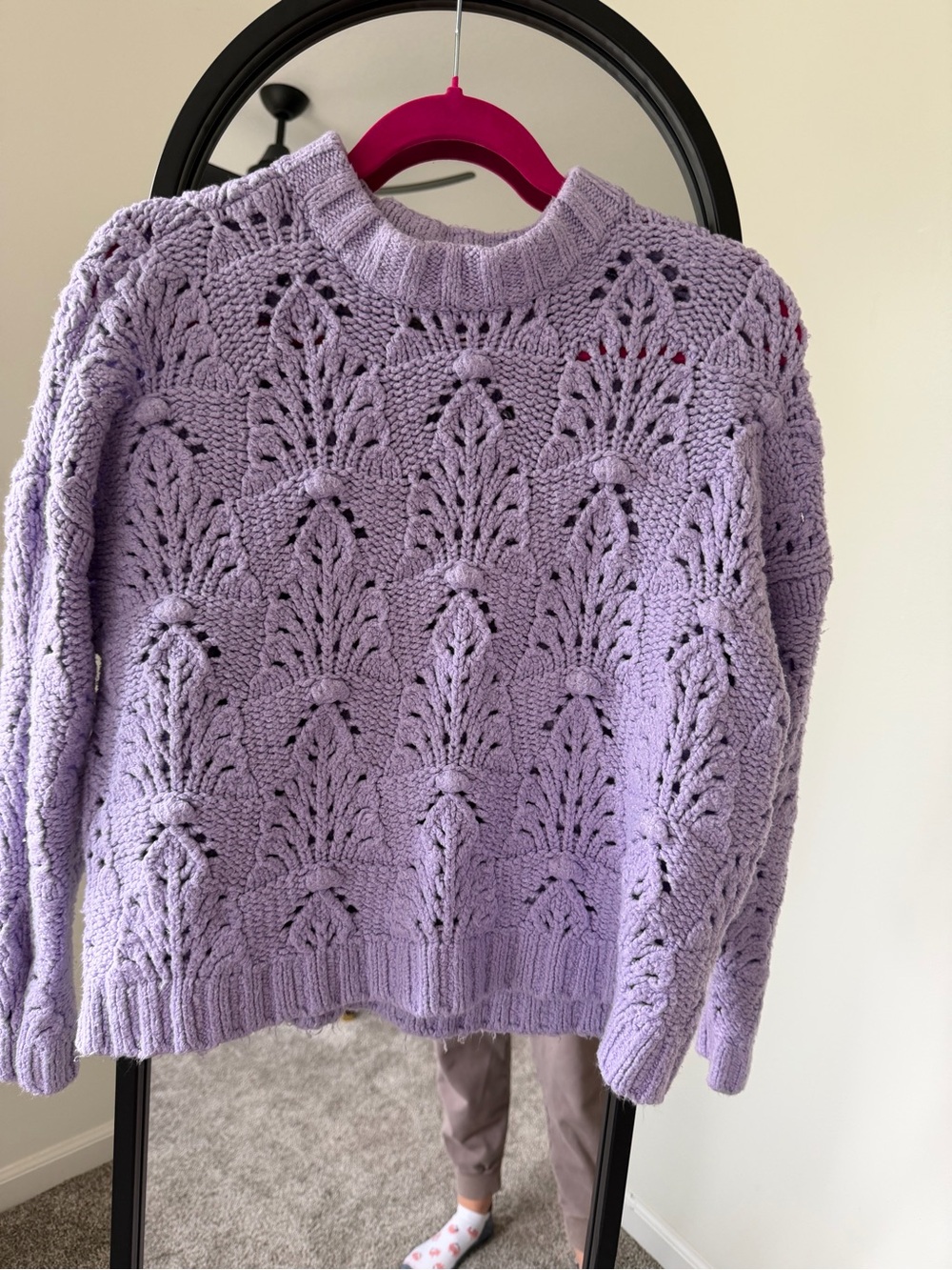 Aerie lavender Open-Knit Crewneck Sweater - Women's
